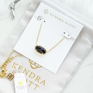 Kendra Scott Elisa Gold Pendant Necklace in Black Opaque Glass